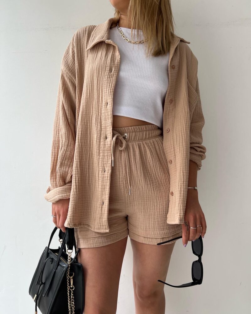 Korte zomerset met luchtige stof voor vrouwen