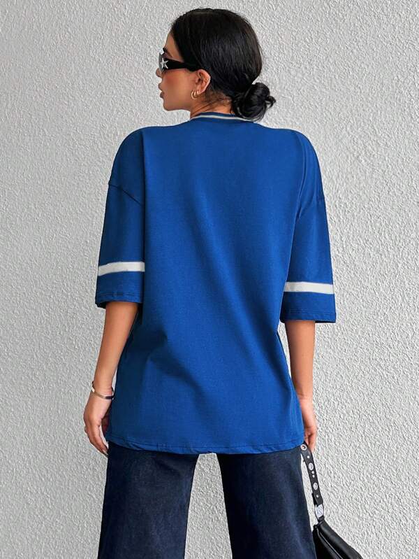 Oversized varsity shirt met V-hals voor vrouwen