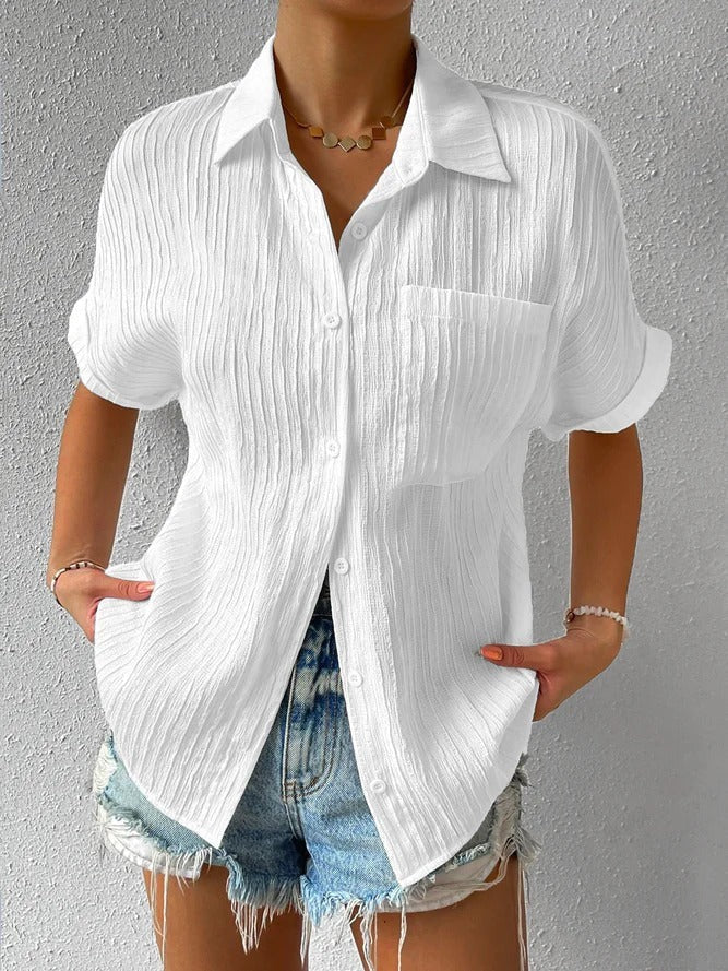 Korte mouwen Relaxed Fit Button-Down overhemd voor vrouwen