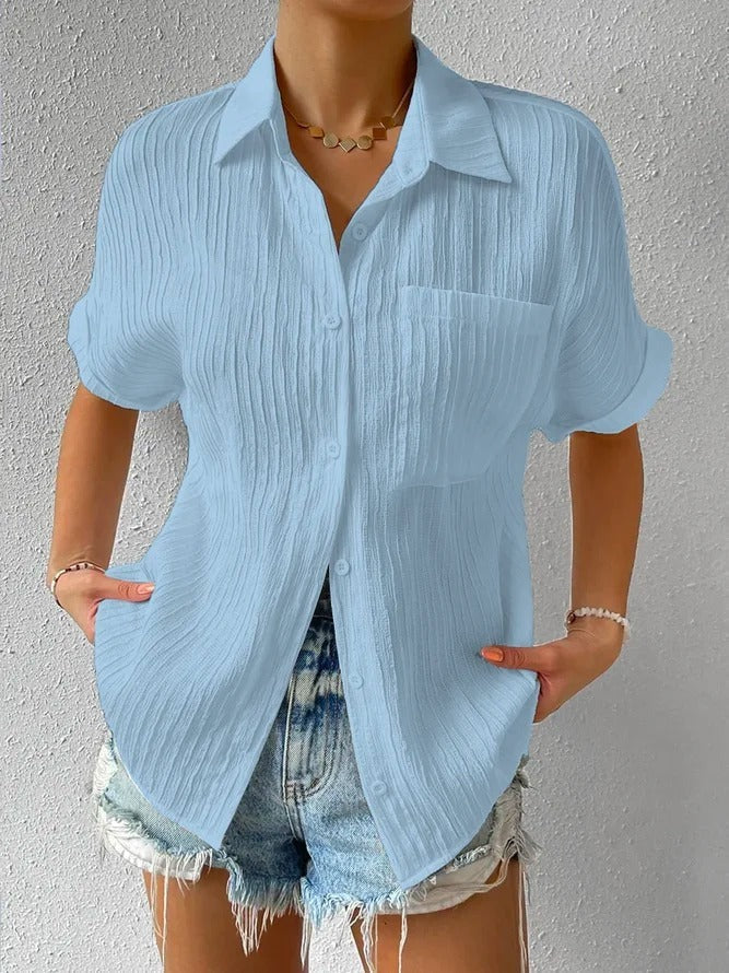 Korte mouwen Relaxed Fit Button-Down overhemd voor vrouwen
