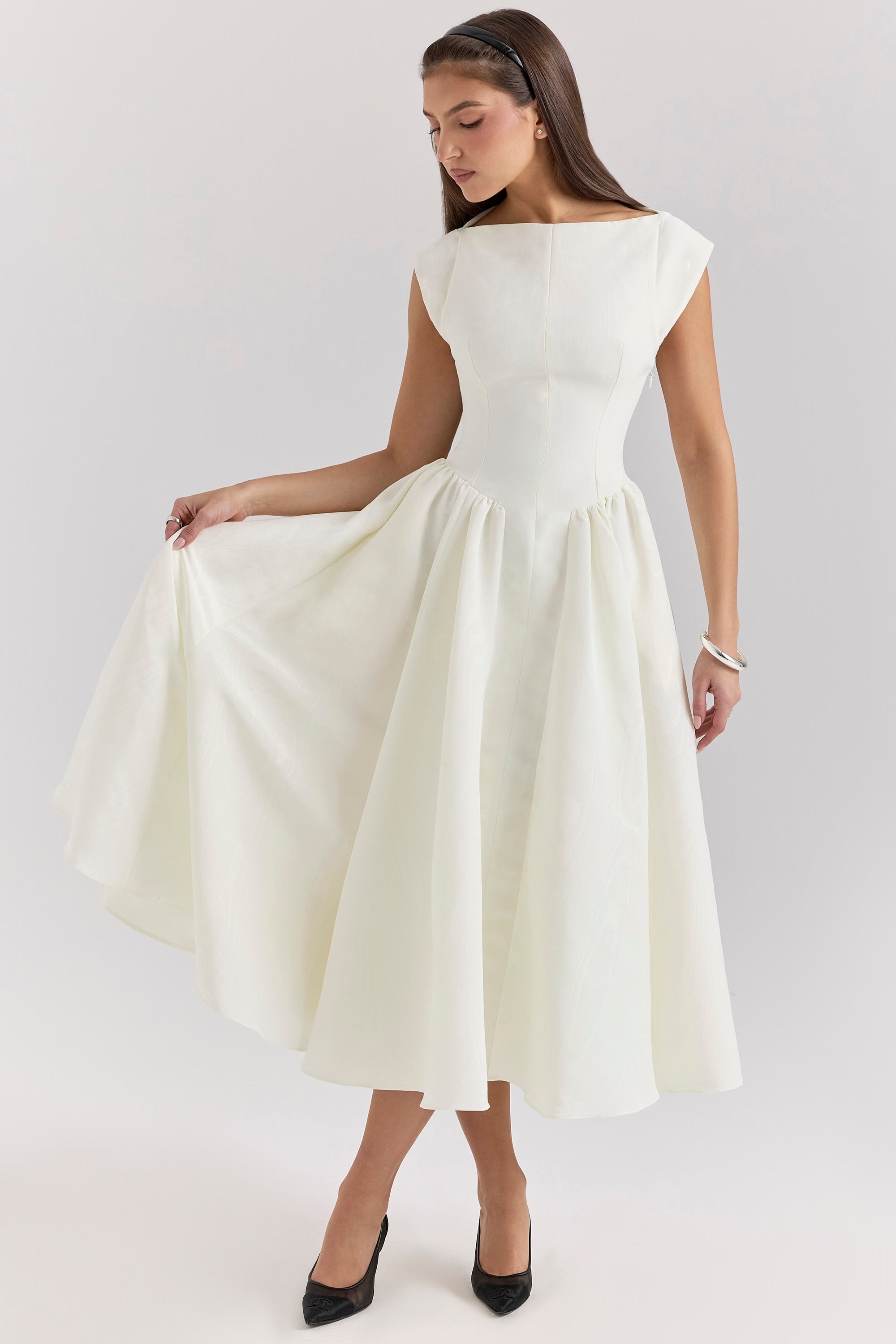 Midi jurk met elegante open rug voor vrouwen