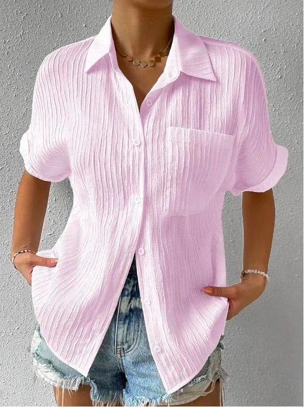 Korte mouwen Relaxed Fit Button-Down overhemd voor vrouwen