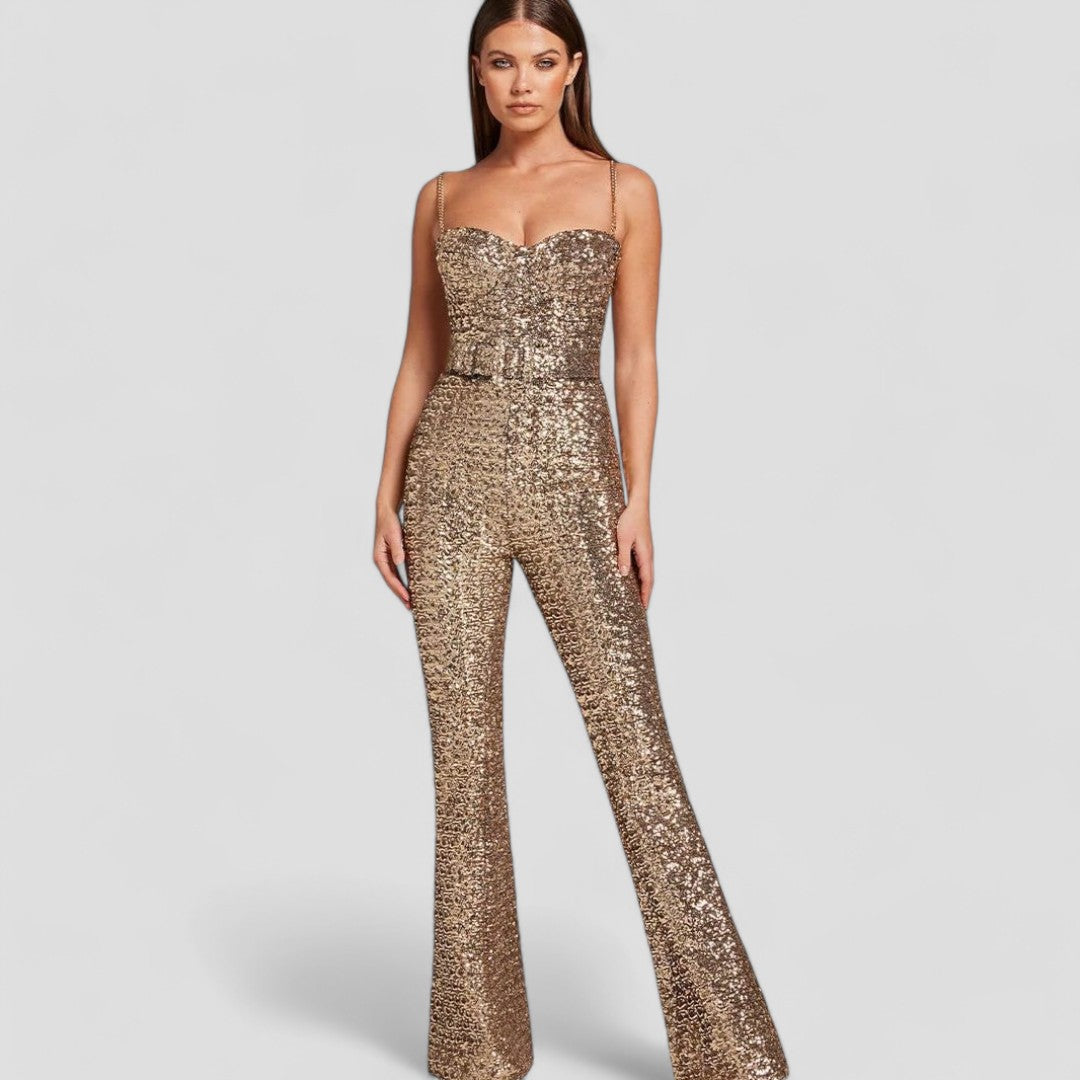 Jumpsuit met pailletten in glamoureuze stijl voor vrouwen