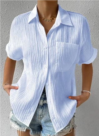 Korte mouwen Relaxed Fit Button-Down overhemd voor vrouwen