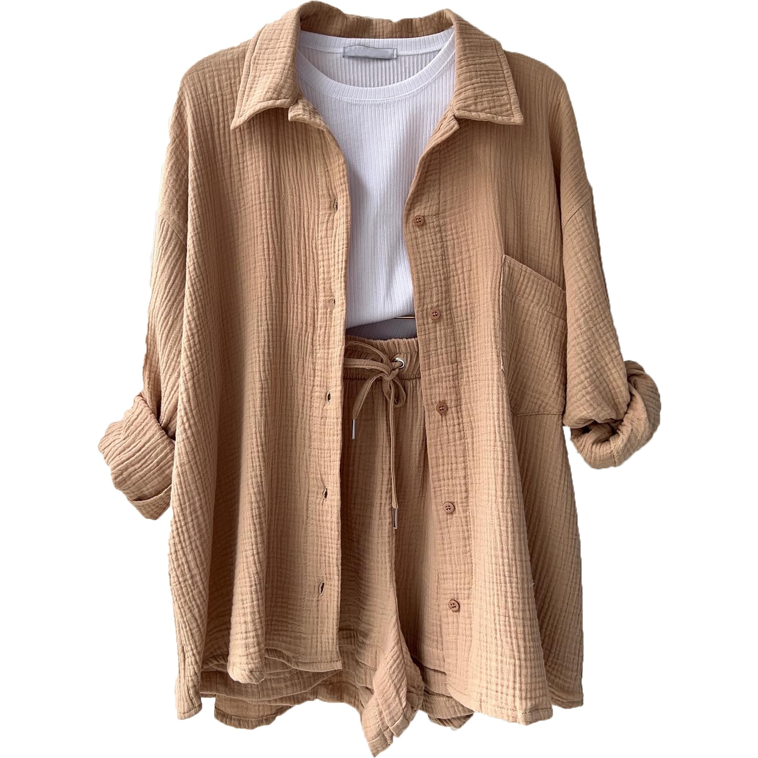 Korte zomerset met luchtige stof voor vrouwen