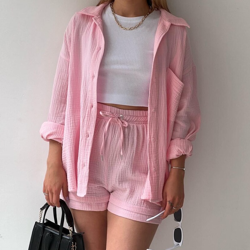 Korte zomerset met luchtige stof voor vrouwen