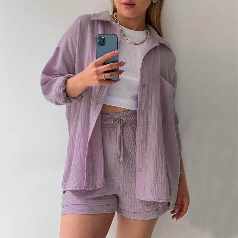Korte zomerset met luchtige stof voor vrouwen