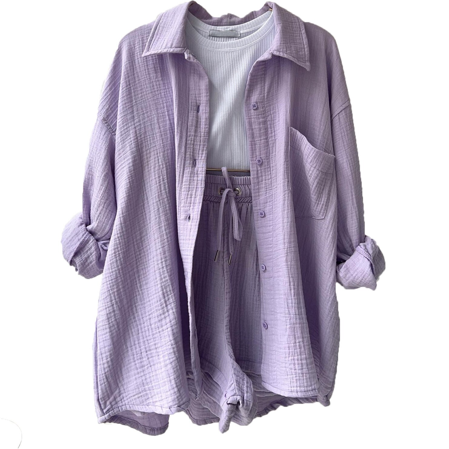 Korte zomerset met luchtige stof voor vrouwen