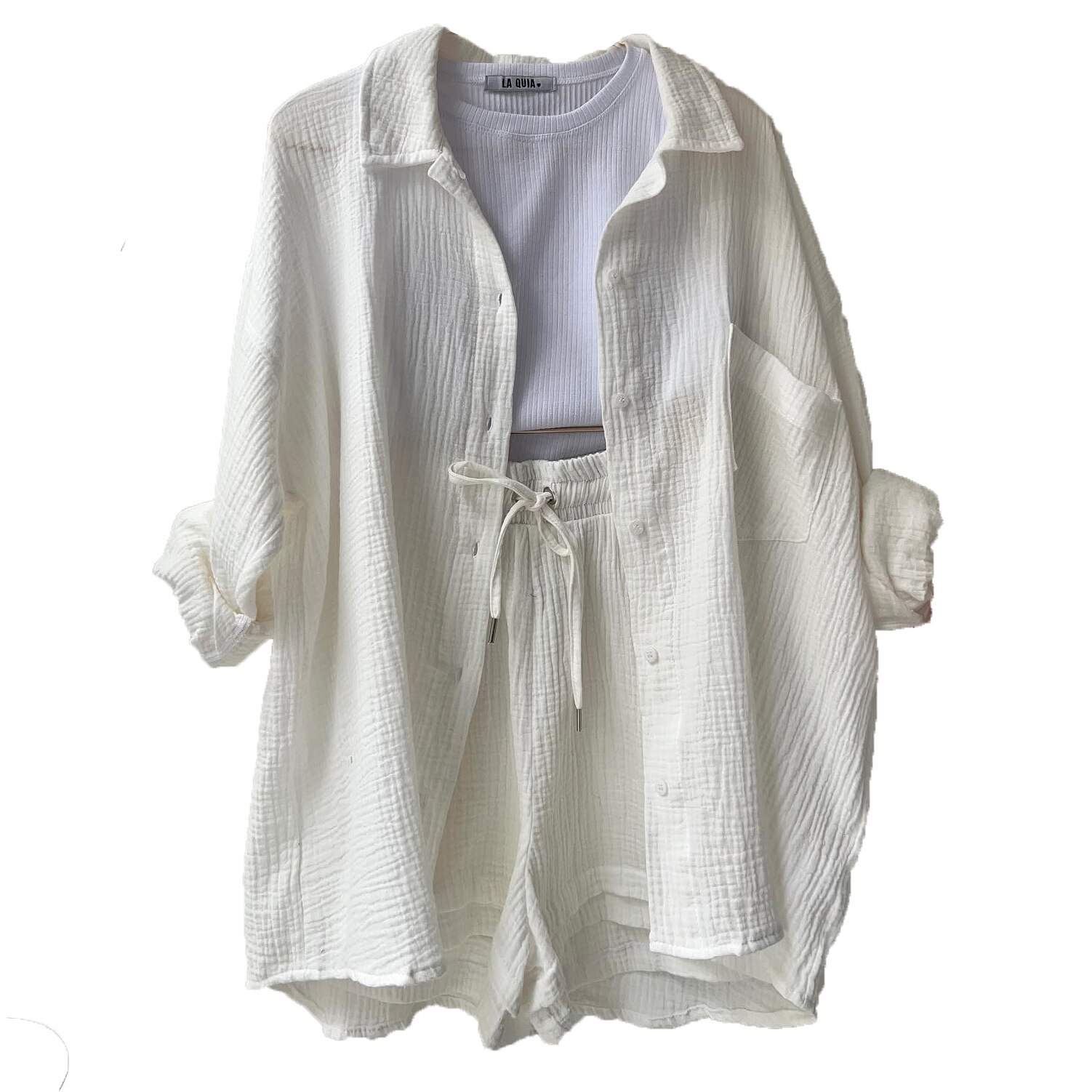Korte zomerset met luchtige stof voor vrouwen