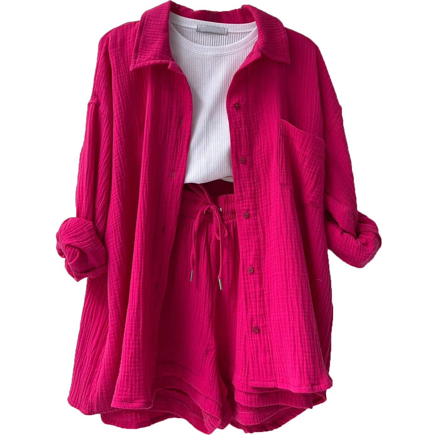 Korte zomerset met luchtige stof voor vrouwen