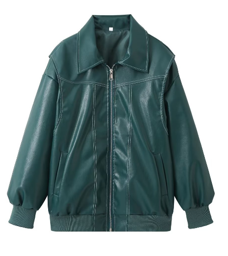 Oversized leren jas met trendy uitstraling voor vrouwen