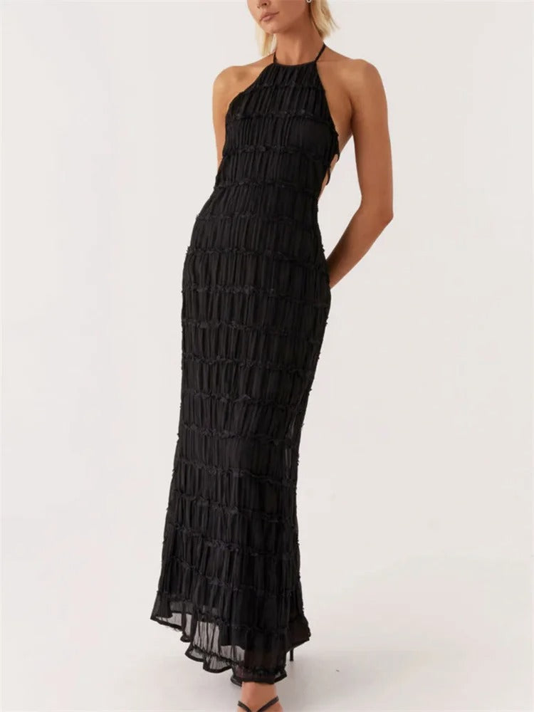 Maxi-Jurk met Halter en Elegante Open Rug voor vrouwen