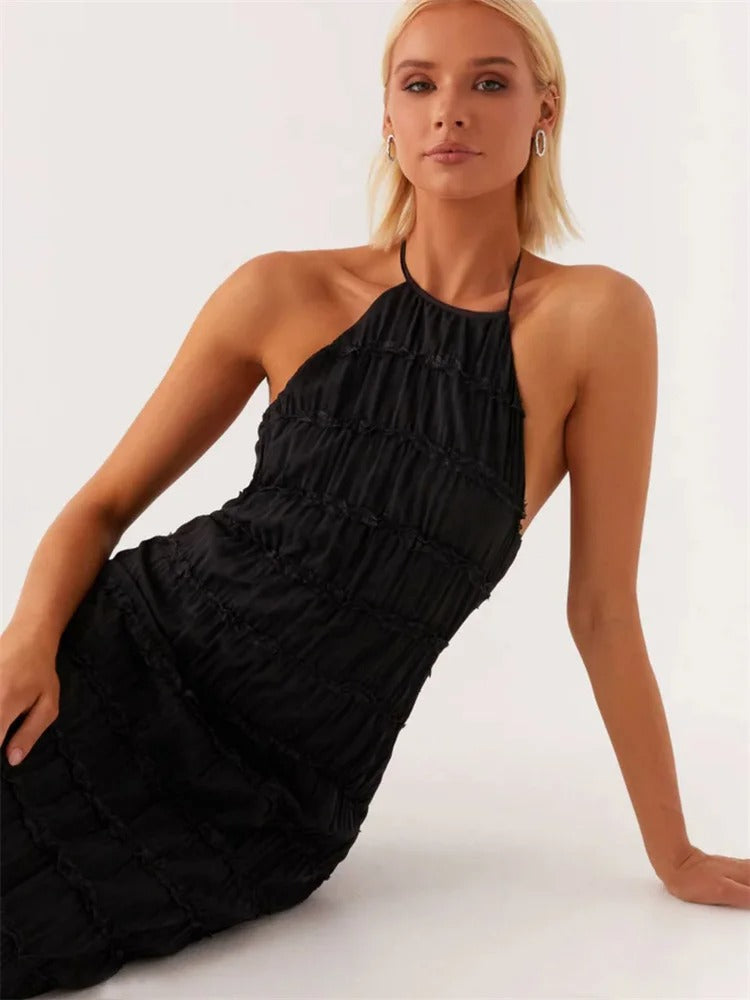 Maxi-Jurk met Halter en Elegante Open Rug voor vrouwen