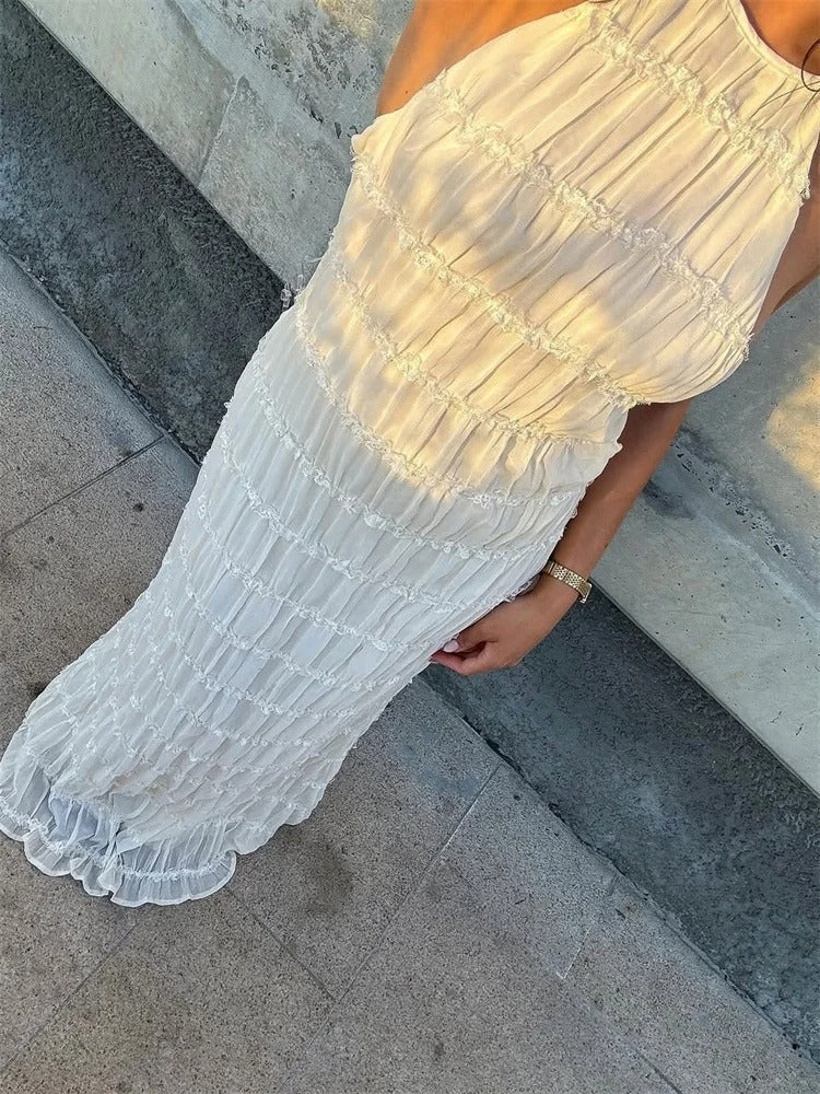 Maxi-Jurk met Halter en Elegante Open Rug voor vrouwen