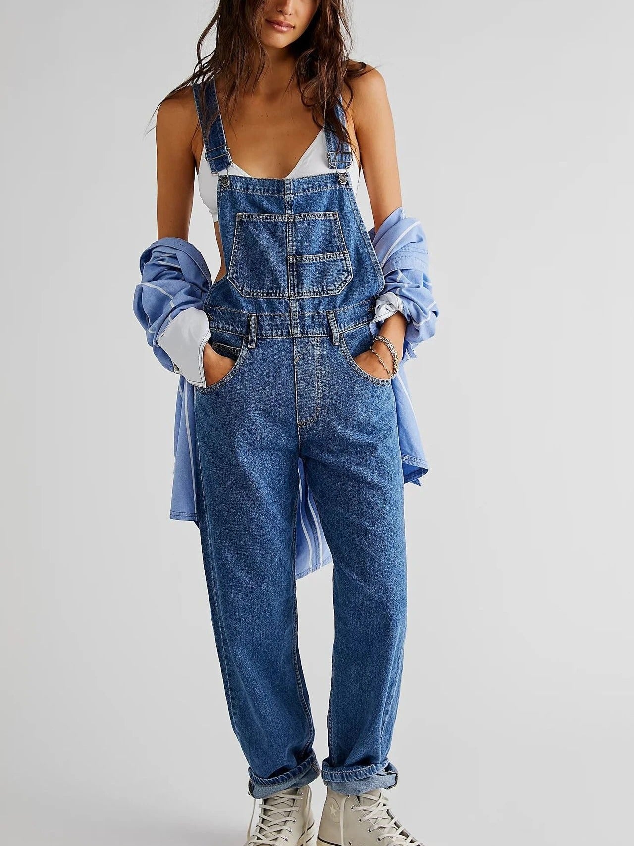 Denim tuinbroek met unieke pasvorm voor vrouwen